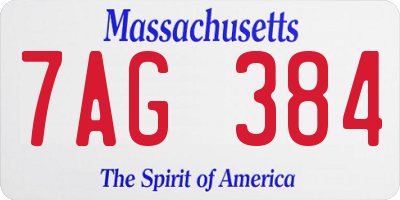 MA license plate 7AG384