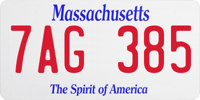 MA license plate 7AG385