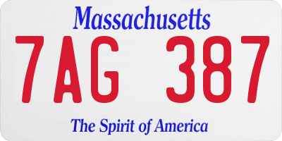 MA license plate 7AG387
