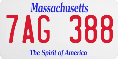 MA license plate 7AG388