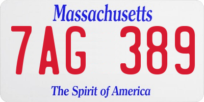 MA license plate 7AG389