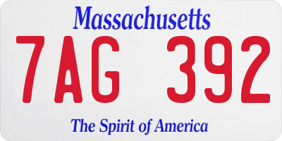 MA license plate 7AG392