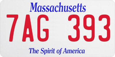 MA license plate 7AG393