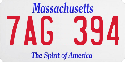 MA license plate 7AG394