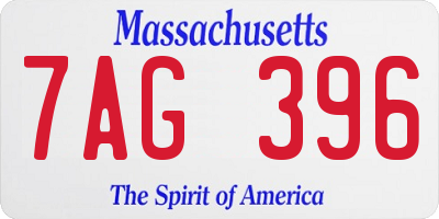 MA license plate 7AG396