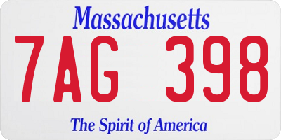MA license plate 7AG398