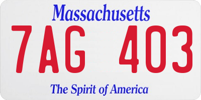 MA license plate 7AG403