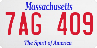MA license plate 7AG409