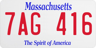 MA license plate 7AG416