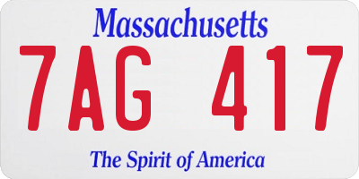 MA license plate 7AG417