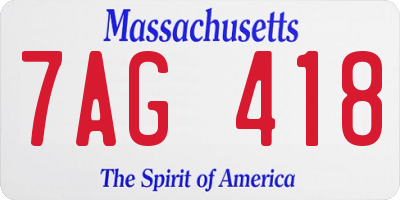 MA license plate 7AG418
