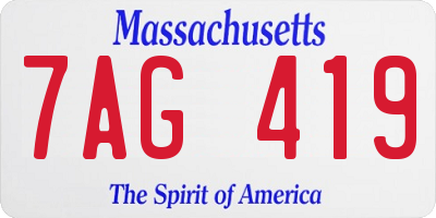 MA license plate 7AG419