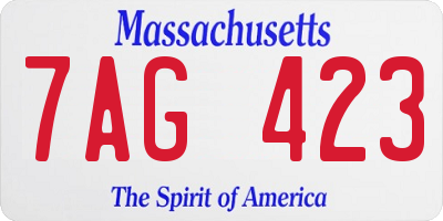 MA license plate 7AG423