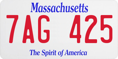 MA license plate 7AG425