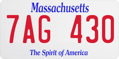 MA license plate 7AG430