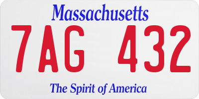 MA license plate 7AG432