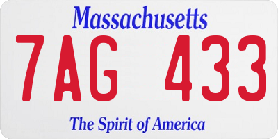 MA license plate 7AG433