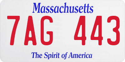 MA license plate 7AG443