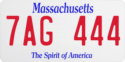 MA license plate 7AG444