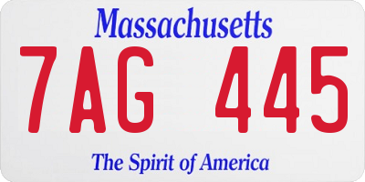 MA license plate 7AG445