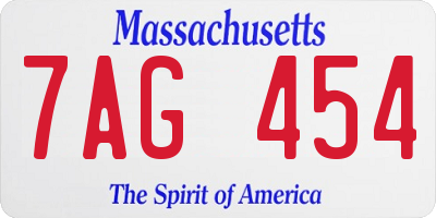 MA license plate 7AG454