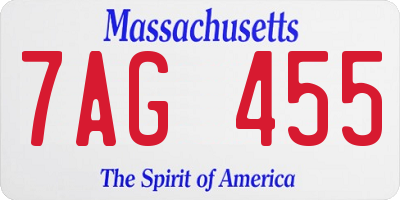 MA license plate 7AG455
