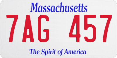 MA license plate 7AG457