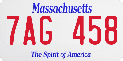 MA license plate 7AG458