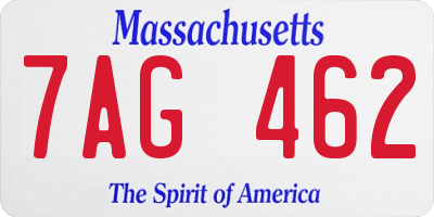 MA license plate 7AG462