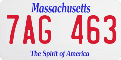 MA license plate 7AG463
