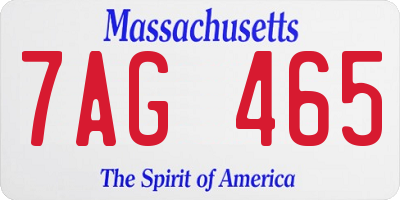 MA license plate 7AG465
