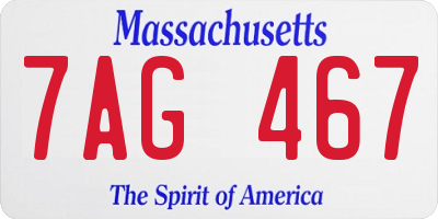 MA license plate 7AG467