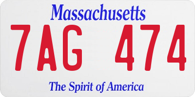 MA license plate 7AG474