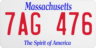 MA license plate 7AG476