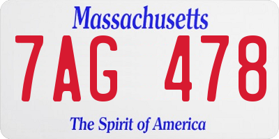 MA license plate 7AG478