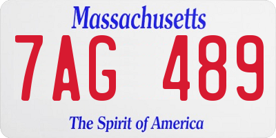 MA license plate 7AG489