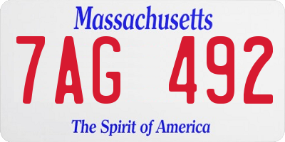 MA license plate 7AG492
