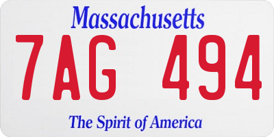 MA license plate 7AG494