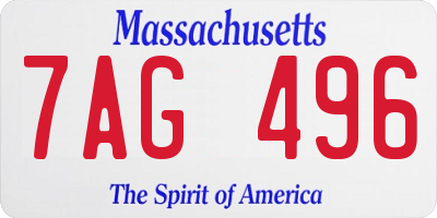 MA license plate 7AG496