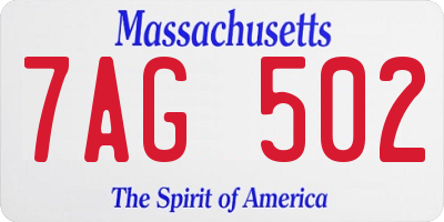 MA license plate 7AG502