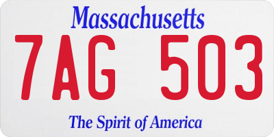 MA license plate 7AG503