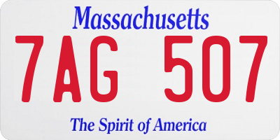 MA license plate 7AG507