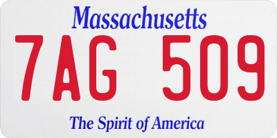 MA license plate 7AG509