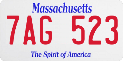 MA license plate 7AG523