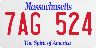 MA license plate 7AG524