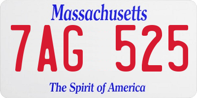 MA license plate 7AG525