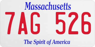 MA license plate 7AG526