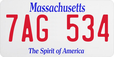 MA license plate 7AG534
