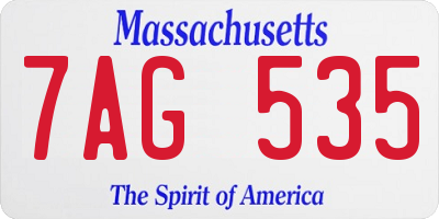 MA license plate 7AG535