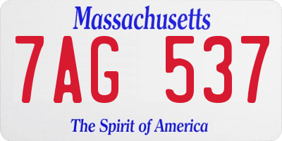 MA license plate 7AG537